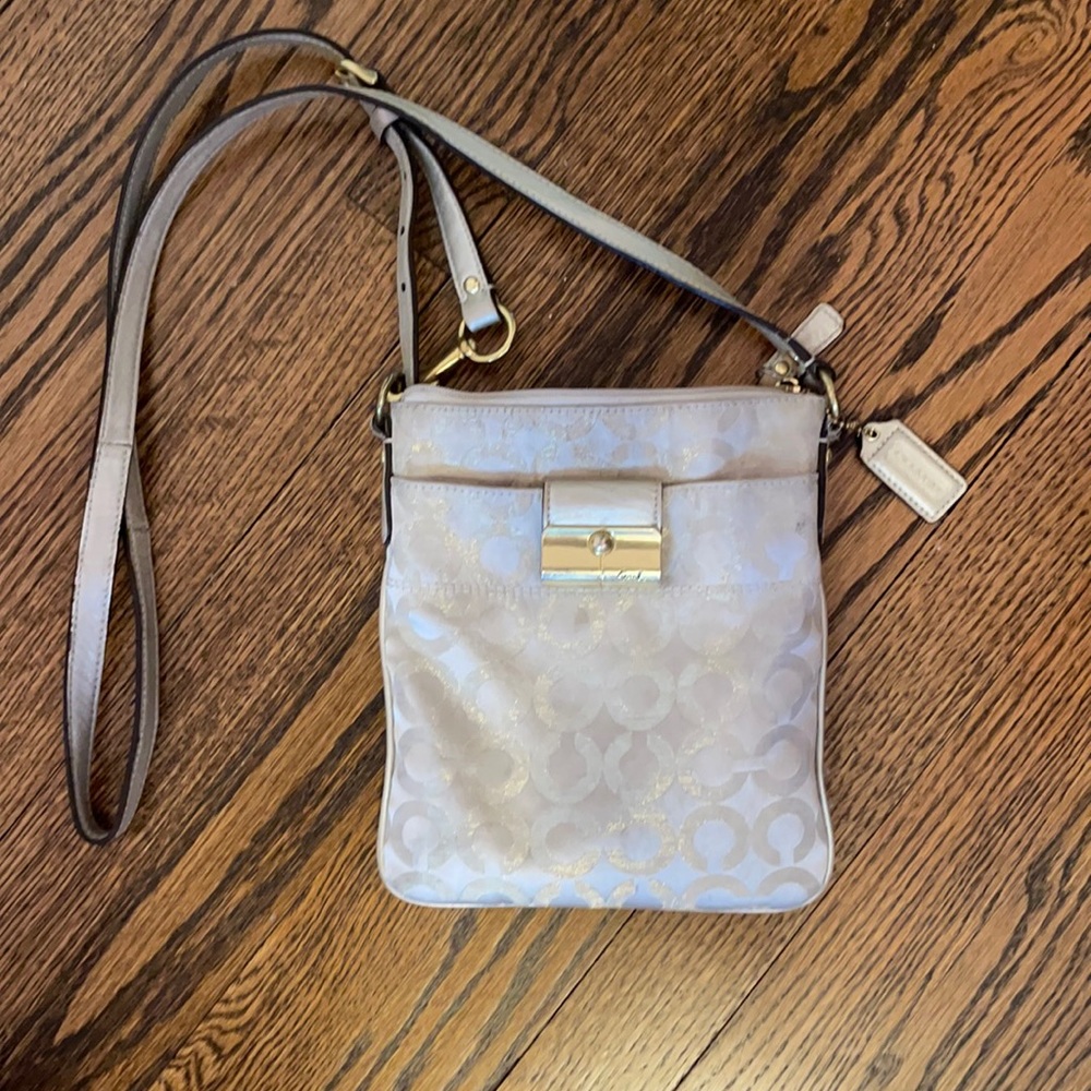 Gold crossbody coach purse